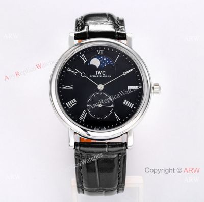 (ZF) Swiss Replica Vintage IWC Portofino Moonphase Watch Black Dial